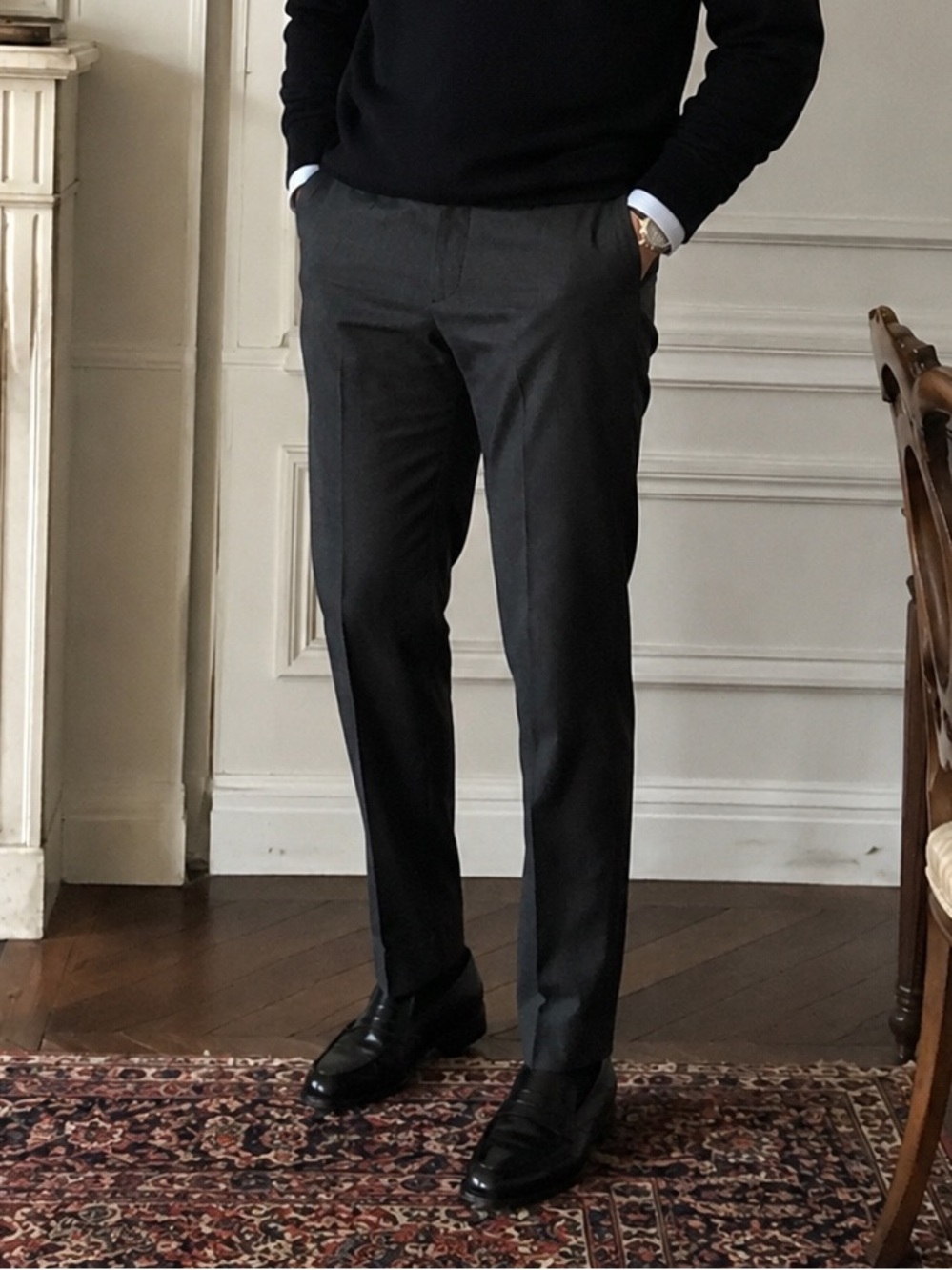 NWT John Varvatos Gray Wool Cotton Blend Dress Pants 52 Stretch Slim Tailored